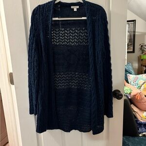 Garnet Hill Navy Women's Open-Front Cardigan